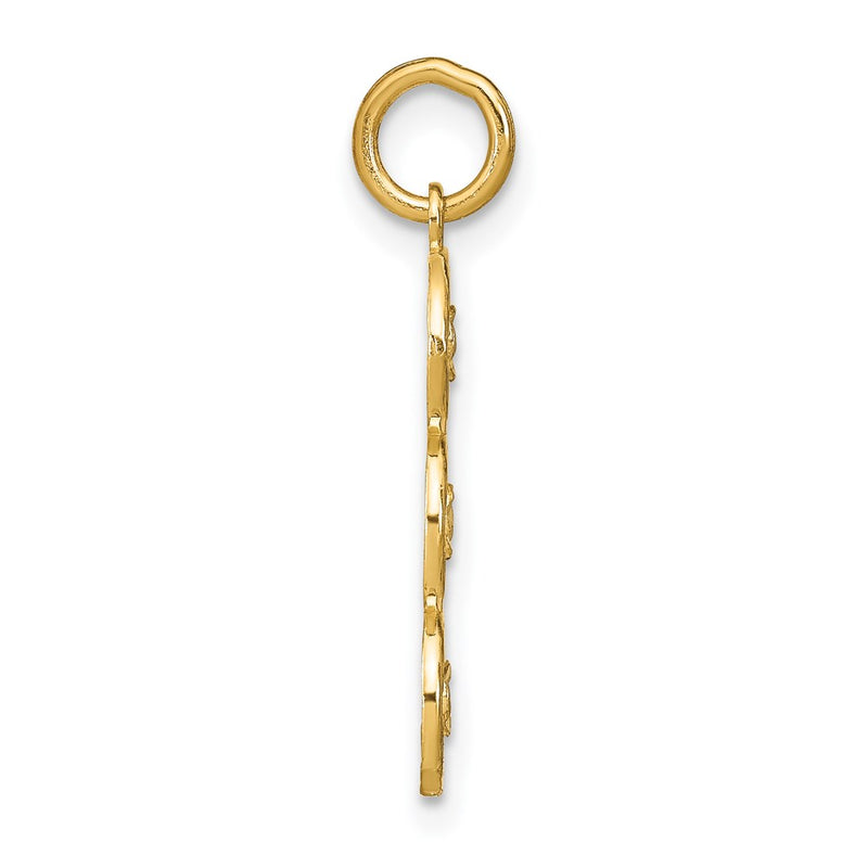 14K Yellow & Rhodium W/Rhodium And D/C 3 Circle Charm