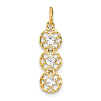 14K Yellow & Rhodium W/Rhodium And D/C 3 Circle Charm