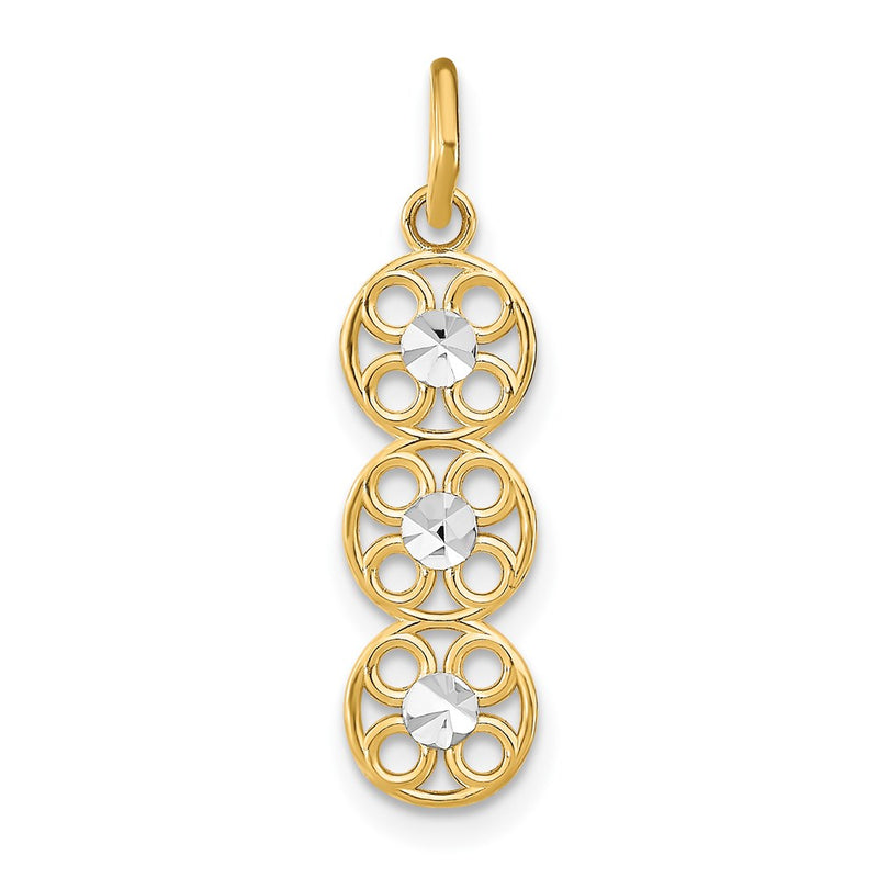 14K Yellow & Rhodium W/Rhodium And D/C 3 Circle Charm