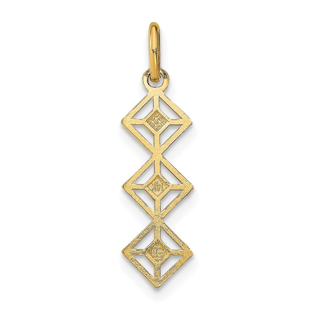 14K Yellow & Rhodium W/Rhodium And D/C 3 Diamond Shapes Charm