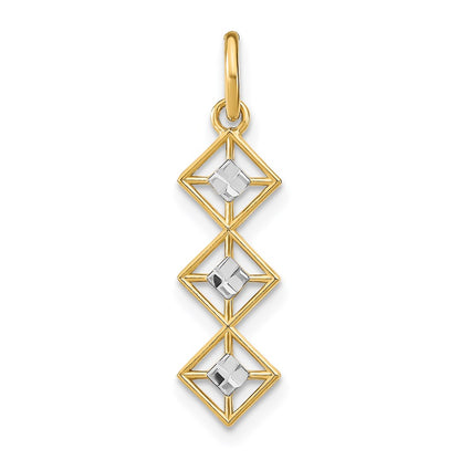 14K Yellow & Rhodium W/Rhodium And D/C 3 Diamond Shapes Charm
