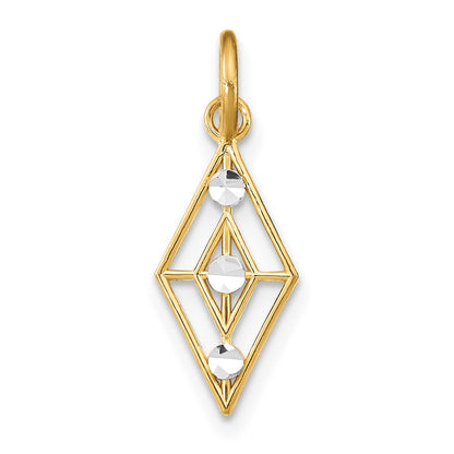 14K Yellow & Rhodium W/Rhodium D/C Diamond Shaped Charm