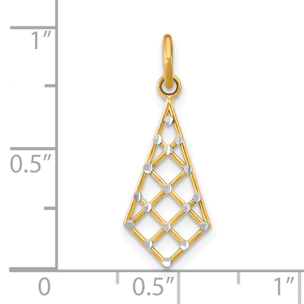 14K Yellow & Rhodium W/Rhodium D/C Small Criss-Cross Charm