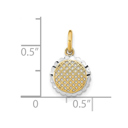 14K Yellow & Rhodium W/Rhodium D/C Mini Sunflower Charm