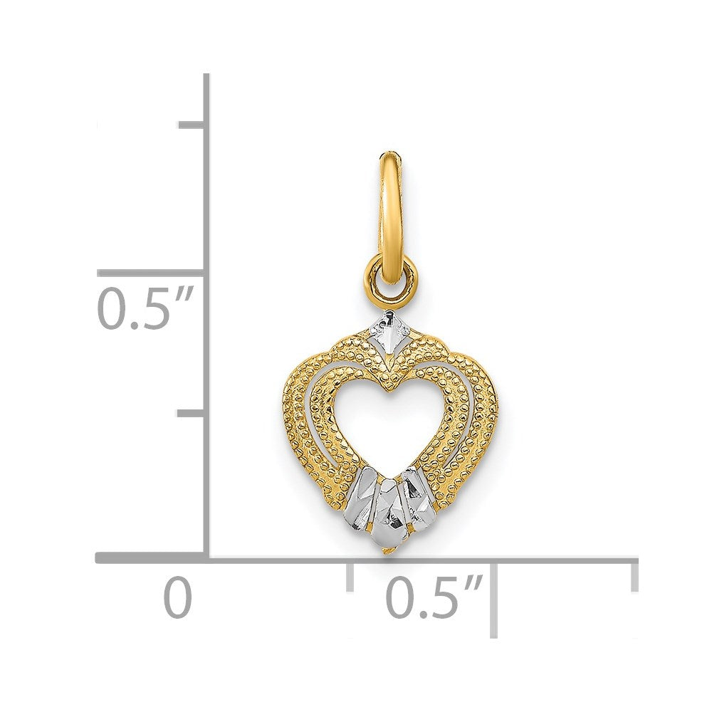 14K Yellow & Rhodium W/Rhodium Mini Heart Charm