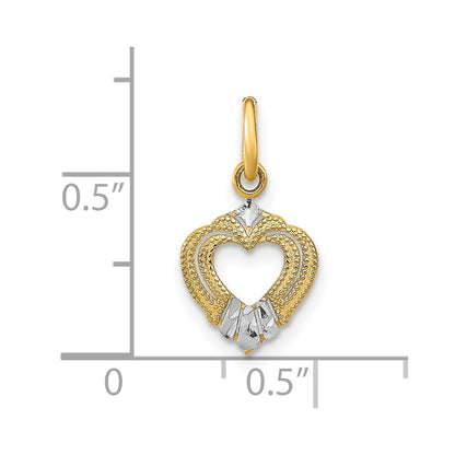 14K Yellow & Rhodium W/Rhodium Mini Heart Charm