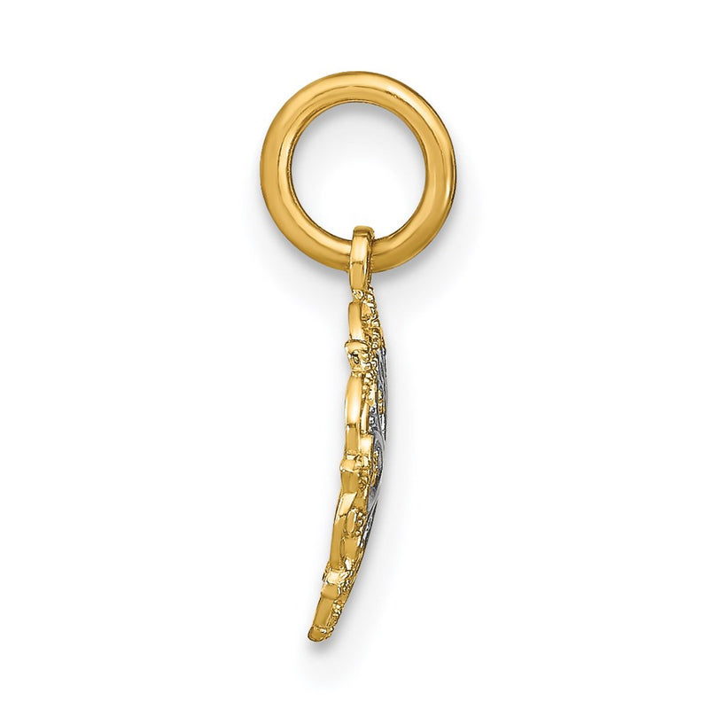 14K Yellow & Rhodium W/Rhodium Filigree Hearts Charm