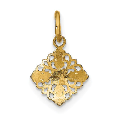 14K Yellow & Rhodium W/Rhodium Mini Cross Medallion Charm