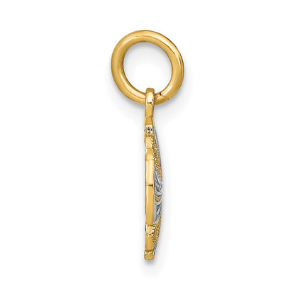 14K Yellow & Rhodium W/Rhodium And D/C Mini Pinwheel Medallion Charm