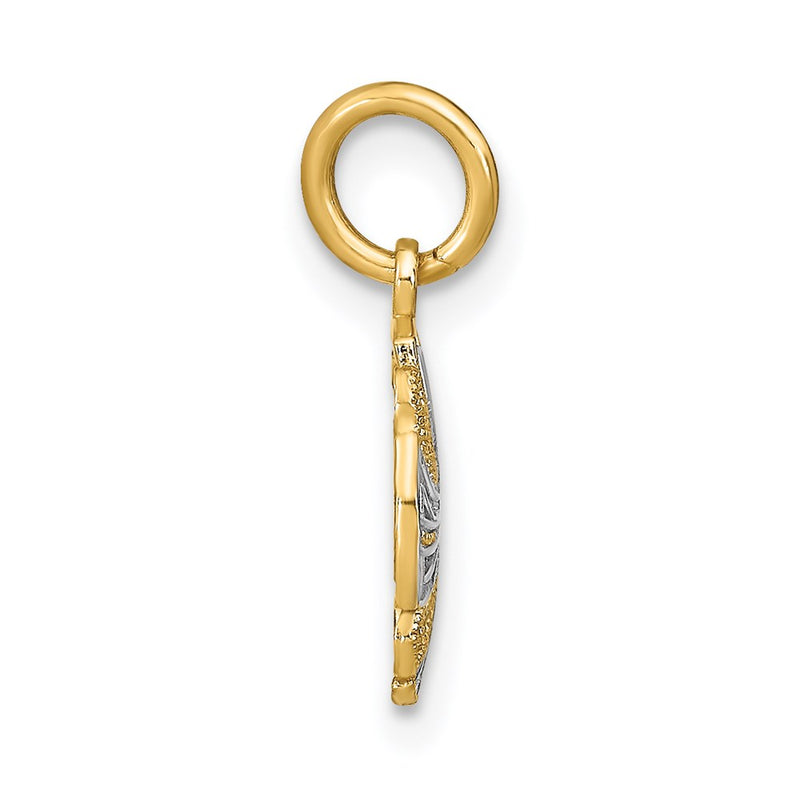 14K Yellow & Rhodium W/Rhodium And D/C Mini Pinwheel Medallion Charm