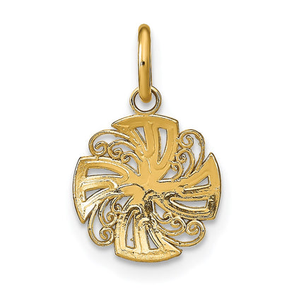 14K Yellow & Rhodium W/Rhodium And D/C Mini Pinwheel Medallion Charm