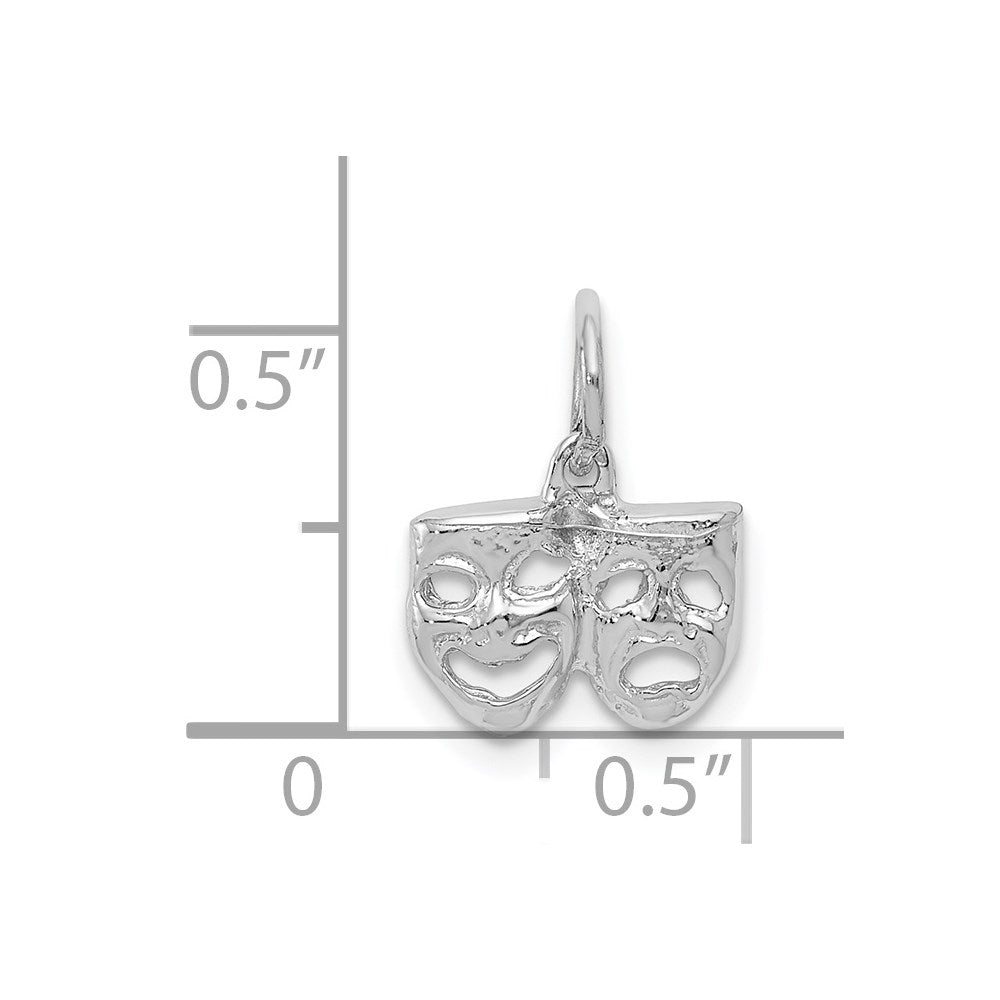 14K White Gold Solid Comedy/Tragedy Charm