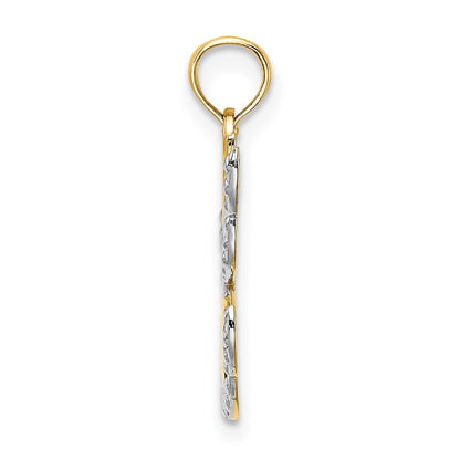 14K Yellow & Rhodium W/Rhodium Polished/Textured Cut-Out Hope Angel Charm