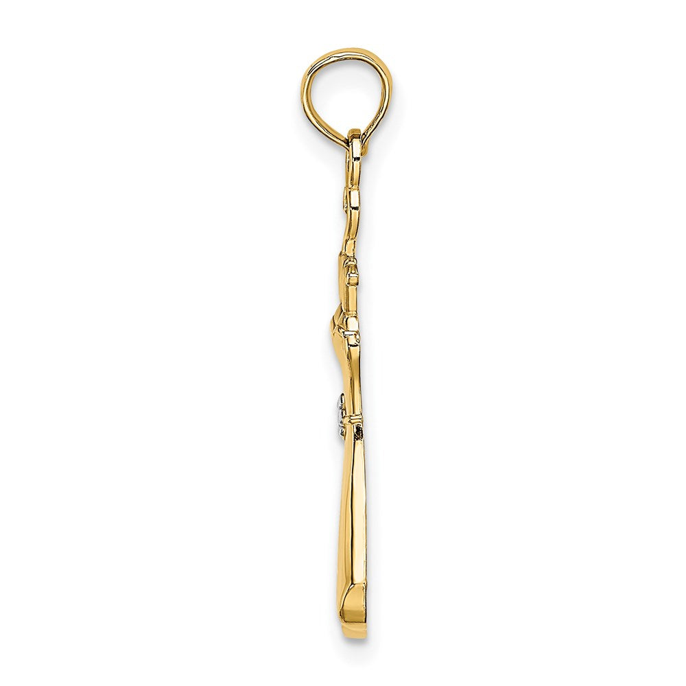 14K Yellow & Rhodium W/Rhodium Dress W/ Flower Charm