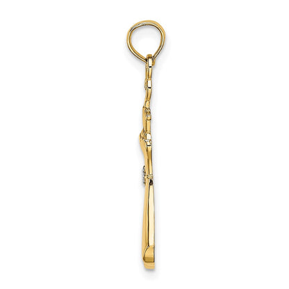 14K Yellow & Rhodium W/Rhodium Dress W/ Flower Charm