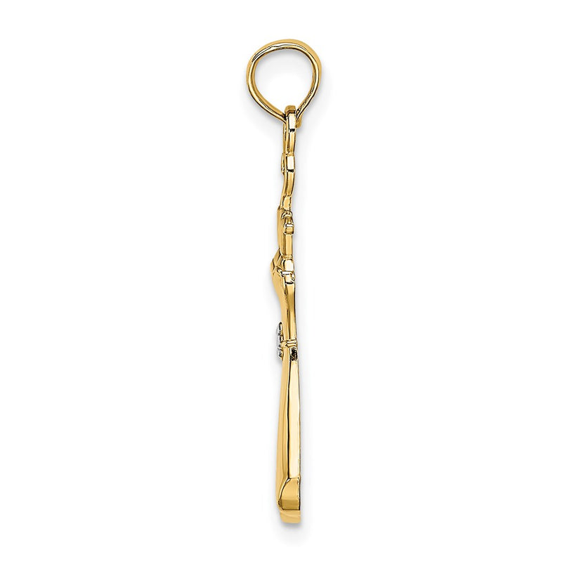 14K Yellow & Rhodium W/Rhodium Dress W/ Flower Charm
