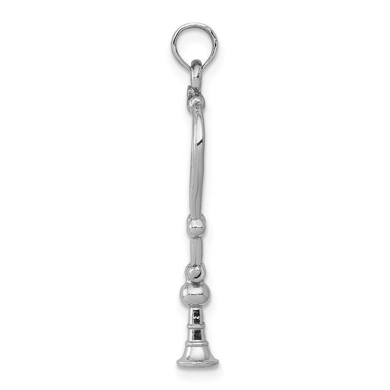 14K White Gold 3-D Stethoscope Pendant