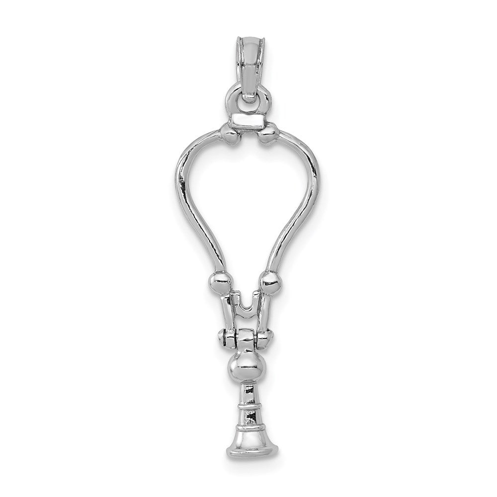 14K White Gold 3-D Stethoscope Pendant