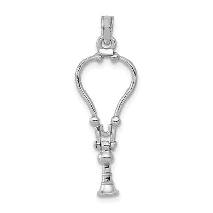 14K White Gold 3-D Stethoscope Pendant