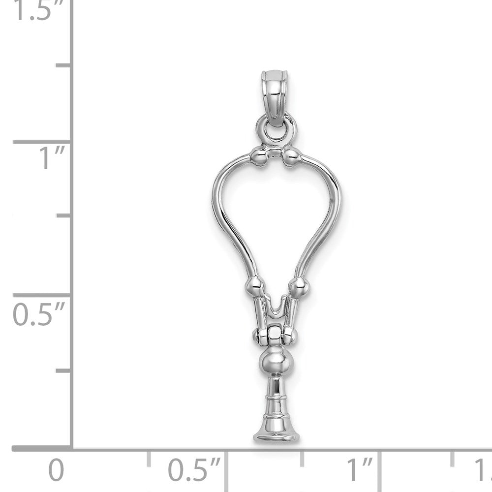 14K White Gold 3-D Stethoscope Pendant