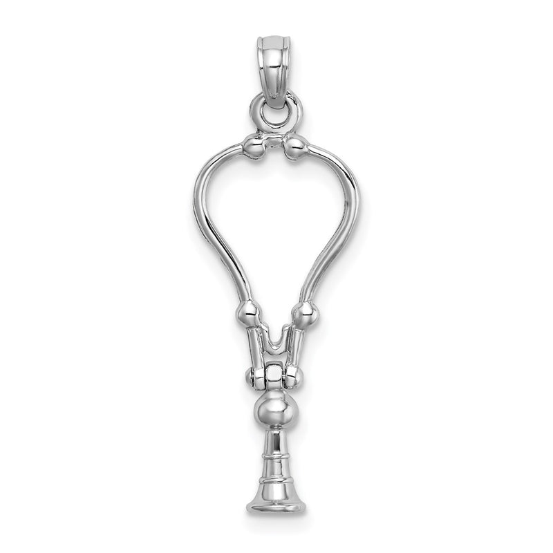 14K White Gold 3-D Stethoscope Pendant