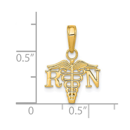 14K Yellow Gold Rn Caduceus Charm