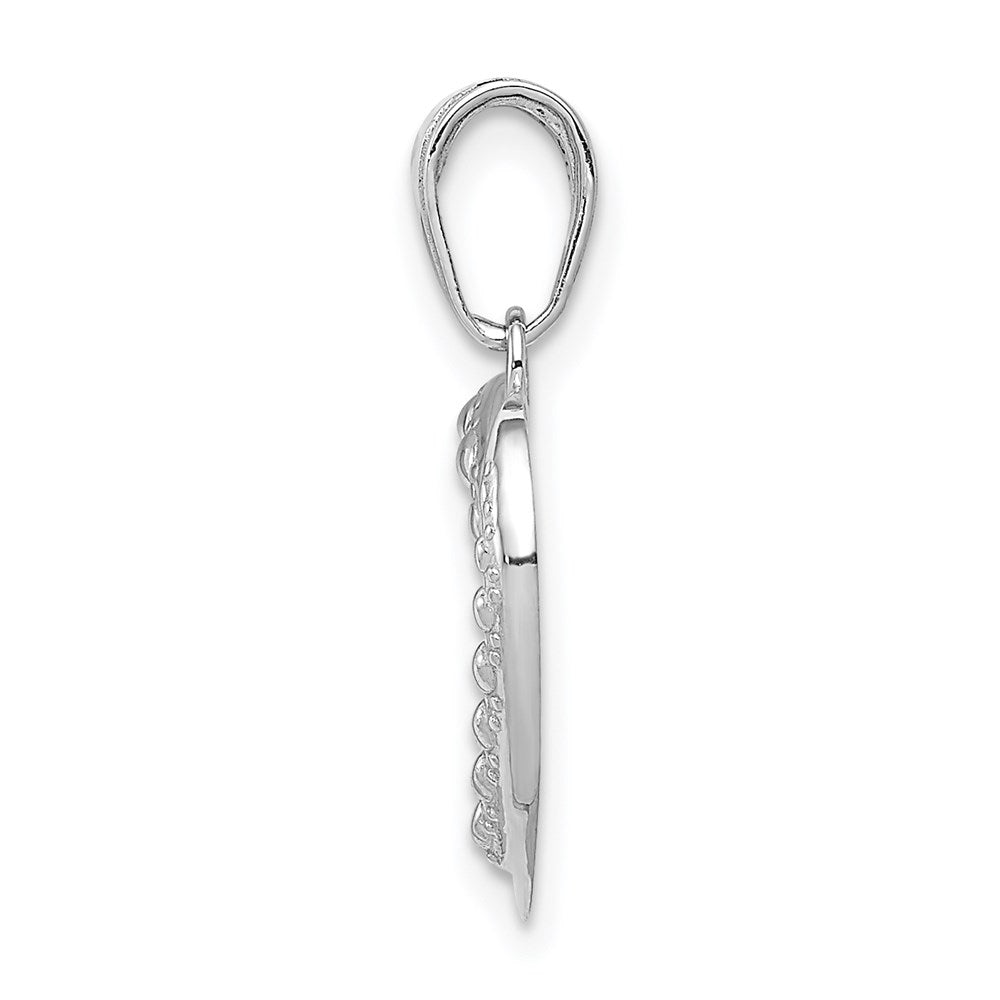14K White Gold Polished And Textured Heart Pendant