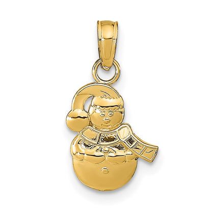14K Yellow Gold Snowman Pendant