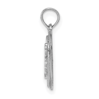 14K White Gold Mom Inside Heart Charm