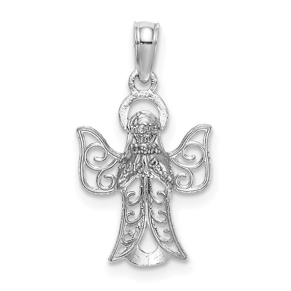 14K White Gold Angel Pendant