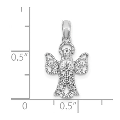 14K White Gold Angel Pendant