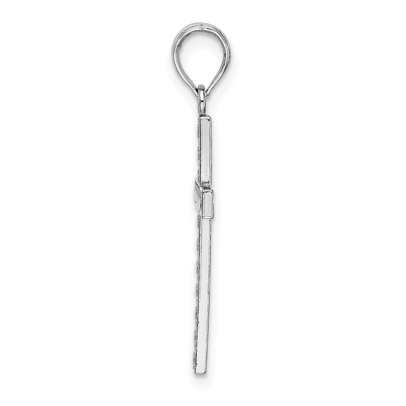 14K White Gold Beaded Block Cross Charm