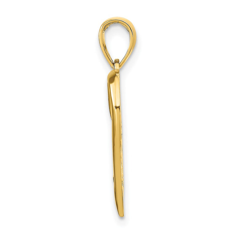 14K Yellow Gold Polished Heart And -X- Pendant