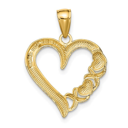 14K Yellow Gold Polished Heart And -X- Pendant