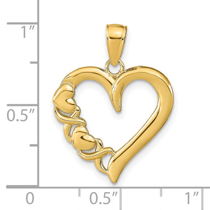 14K Yellow Gold Polished Heart And -X- Pendant