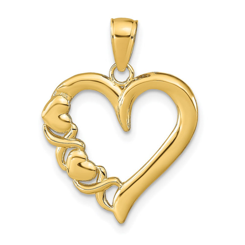 14K Yellow Gold Polished Heart And -X- Pendant