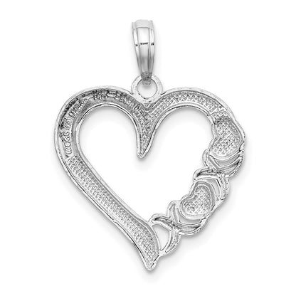 14K White Gold Polished - X- Heart Charm