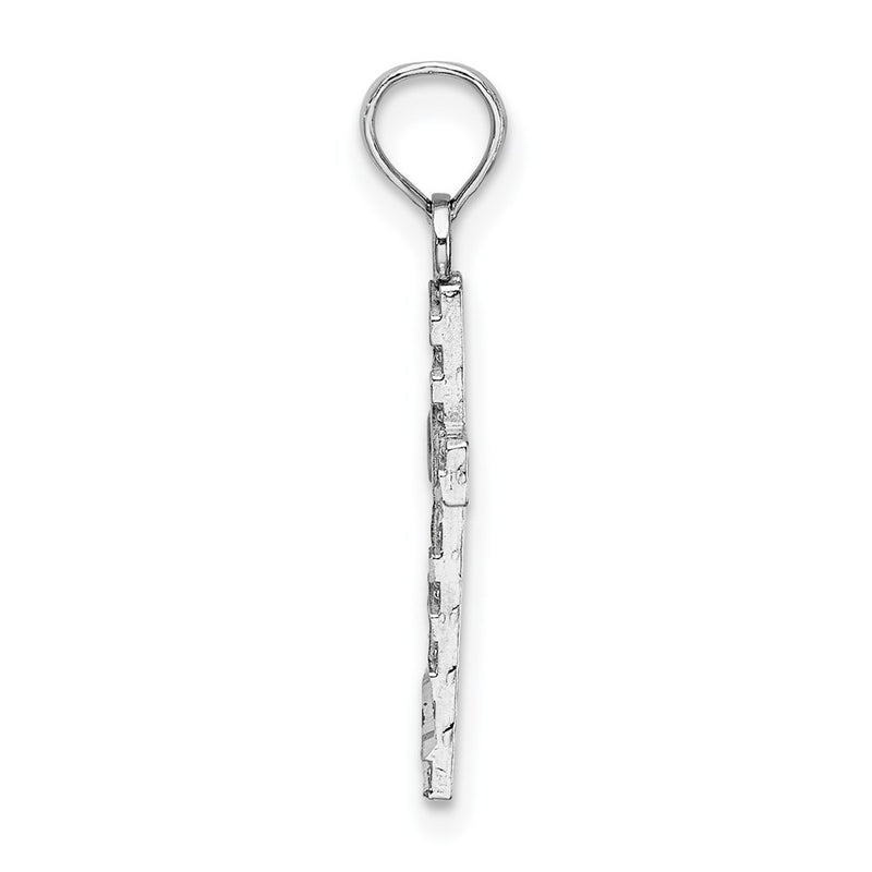 14K White Gold D/C Cross Pendant
