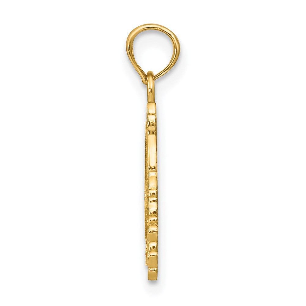 14K Yellow Gold Textured Flat Santa Face Charm