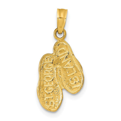 14K Yellow Gold St. George Island Reversible Flip Flops Pendant