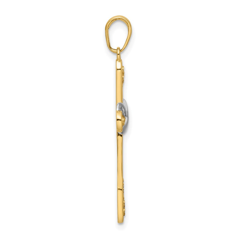 14K Yellow & Rhodium W/Rhodium D/C Cross Infinity Pendant