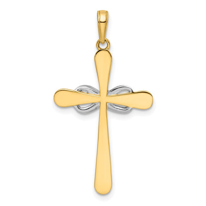 14K Yellow & Rhodium W/Rhodium D/C Cross Infinity Pendant