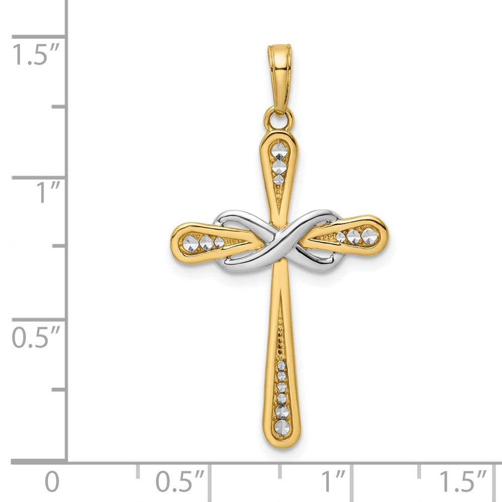 14K Yellow & Rhodium W/Rhodium D/C Cross Infinity Pendant