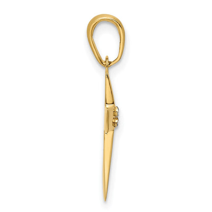 14K Yellow & Rhodium W/Rhodium D/C Cross Pendant