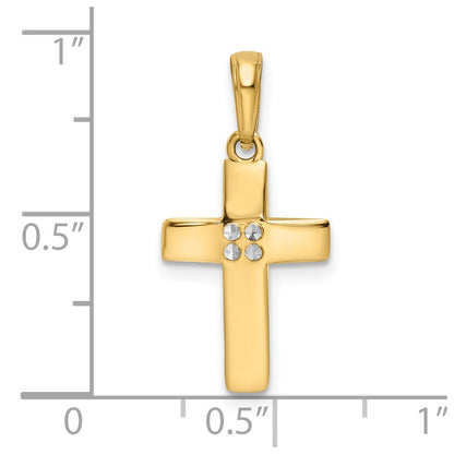 14K Yellow & Rhodium W/Rhodium D/C Cross Pendant