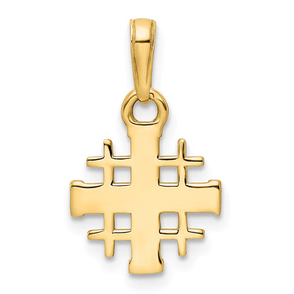 14K Yellow & Rhodium W/Rhodium D/C Jerusalem Cross Pendant