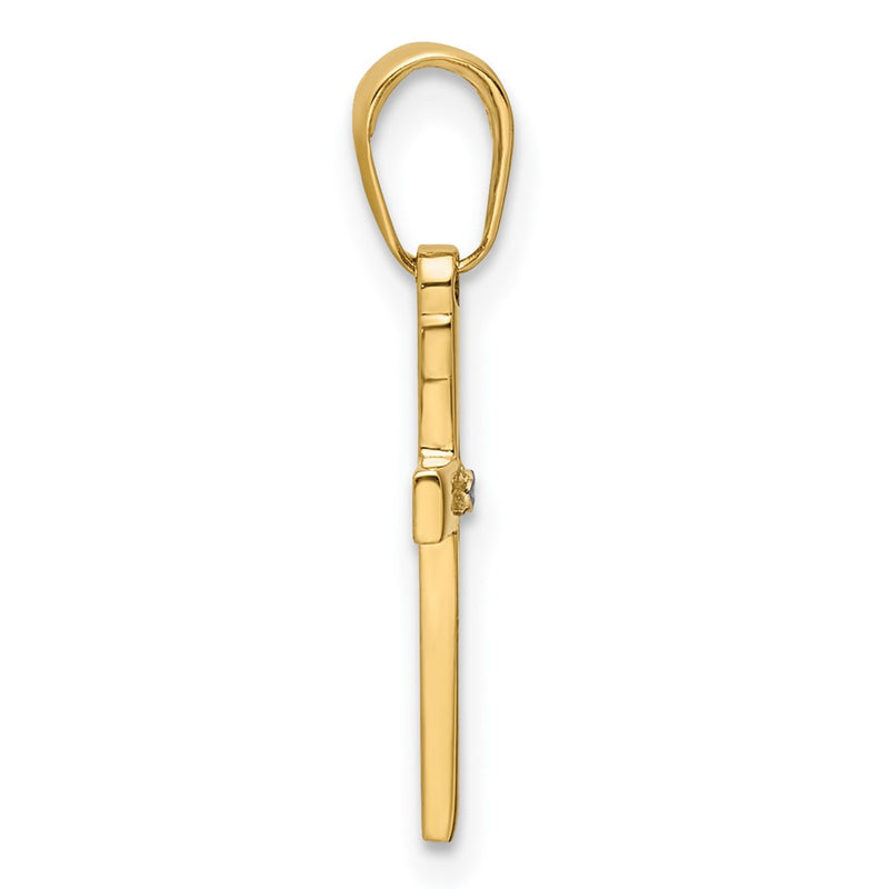 14K Yellow & Rhodium W/Rhodium D/C Cross Pendant