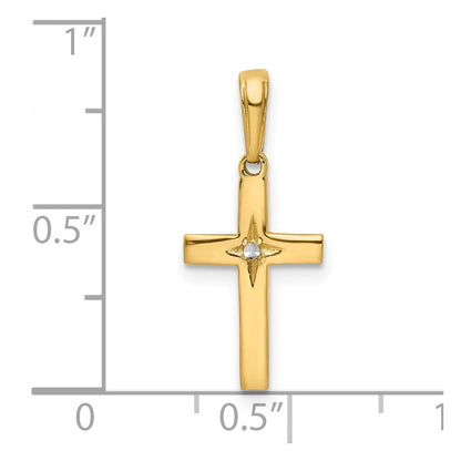 14K Yellow & Rhodium W/Rhodium D/C Cross Pendant