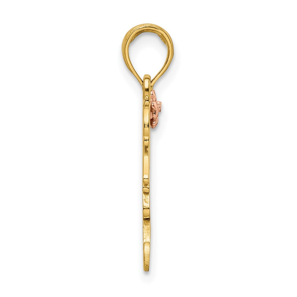 14k Two-tone Gold Rose & Yellow Gold I Love You Mom Pendant