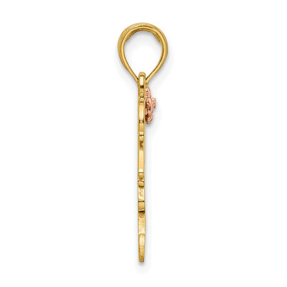 14k Two-tone Gold Rose & Yellow Gold I Love You Mom Pendant